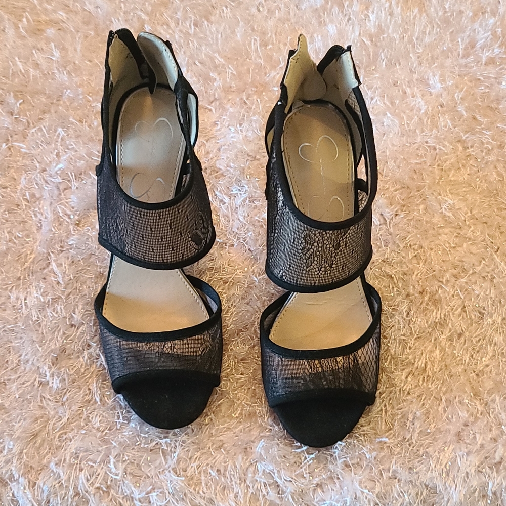 Jessica Simpson Black Mesh Heels